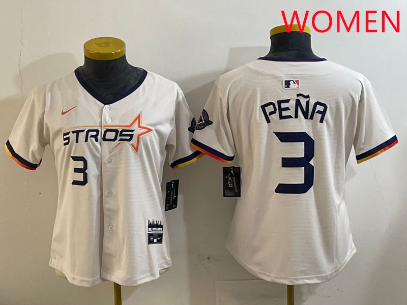 Women Houston Astros 3 Pena Cream Three generations Joint Name 2025 Nike MLB Jersey style 410